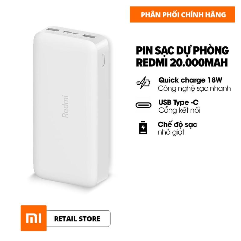 [HÀNG CHÍNH HÃNG] Sạc dự phòng Xiaomi Redmi 20.000mAh l Sạc nhanh Max 18W l Input: Micro USB & Type-C / Output: USB-A x2