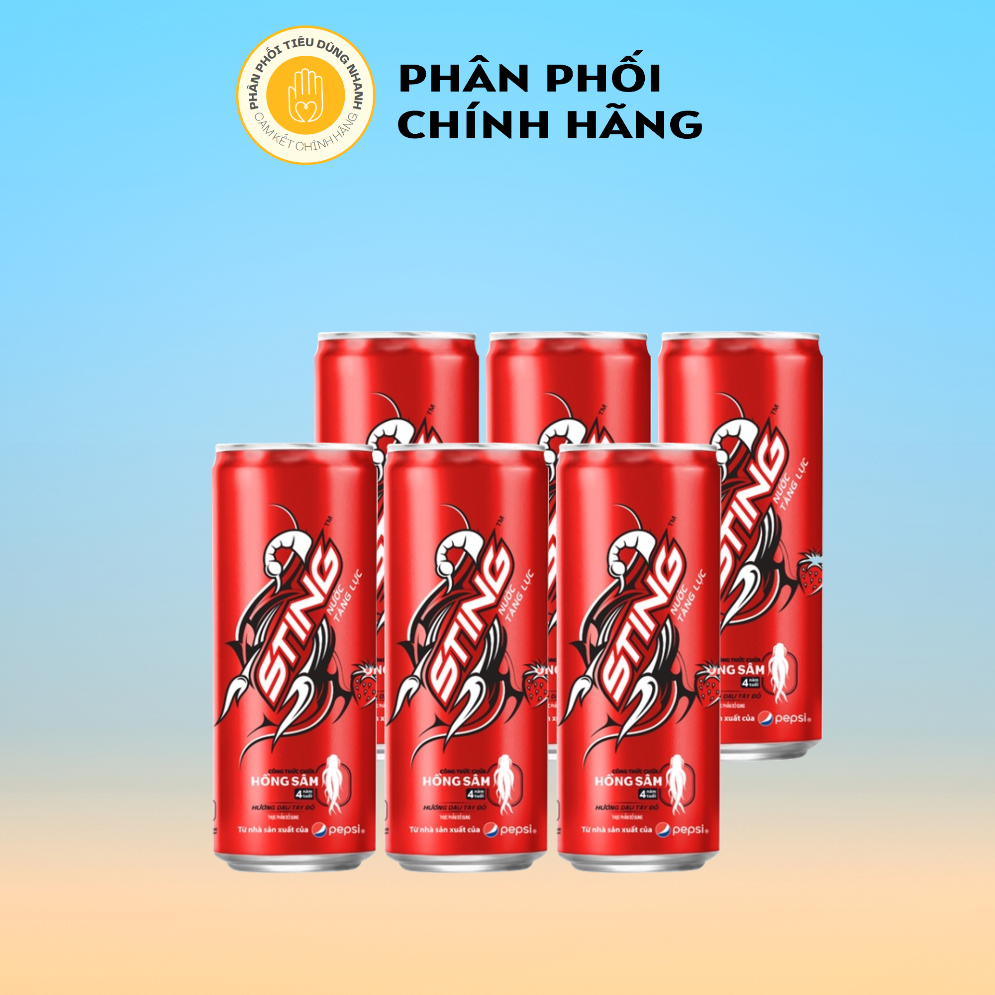 Lốc 6 nước tăng lực sting hương dâu 330ml