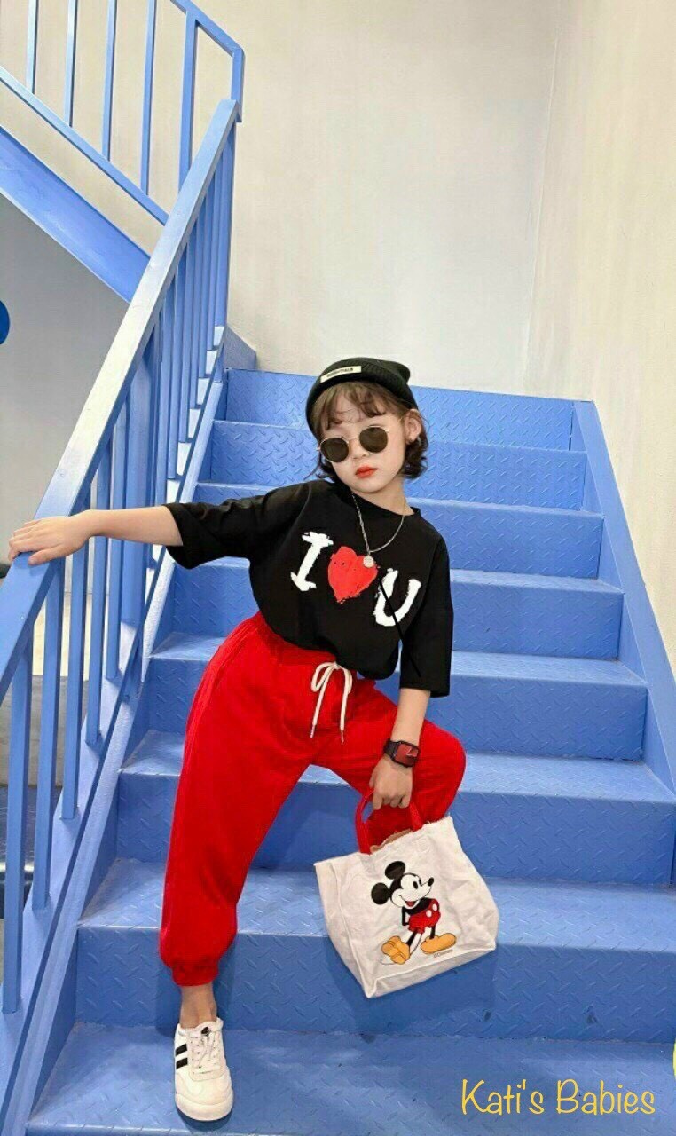 [SIZE NHÍ + ĐẠI+ CỒ] SÉT BỘ THUN I❤️U năng động BÉ GÁI