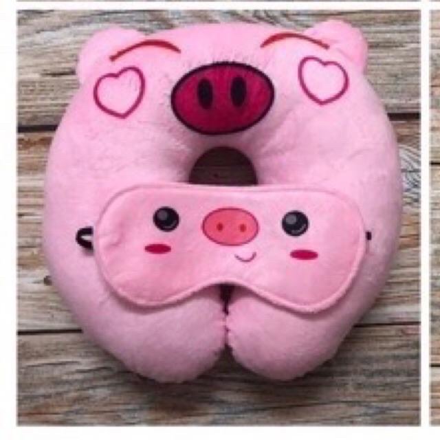 Gối kê cổ GẤU POOH + bịt mắt siêu cute dễ thương