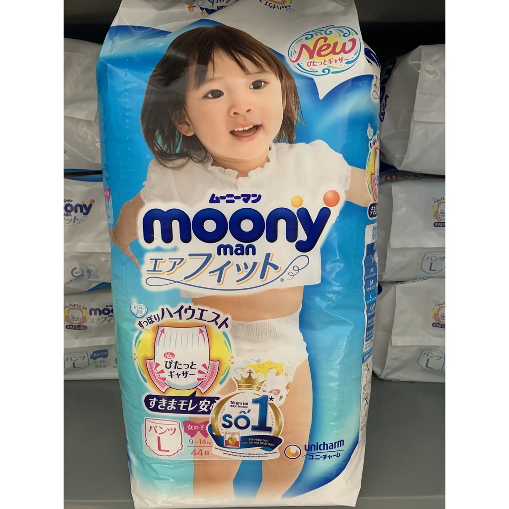 Tã quần moony nhật cho bé gái size l44/xl38