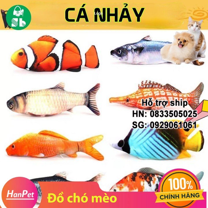 Hanpet - Cá nhảy 3D quẫy đuôi theo nhạc - Cá nhảy 3D Tiktok - Cá nhảy điện tử Đồ chơi cho mèo