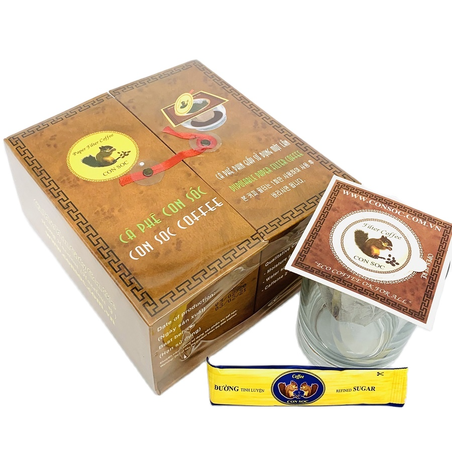 Cà phê Con Sóc Phin Lọc Nâu Đôi( 20 Gói/Hộp)