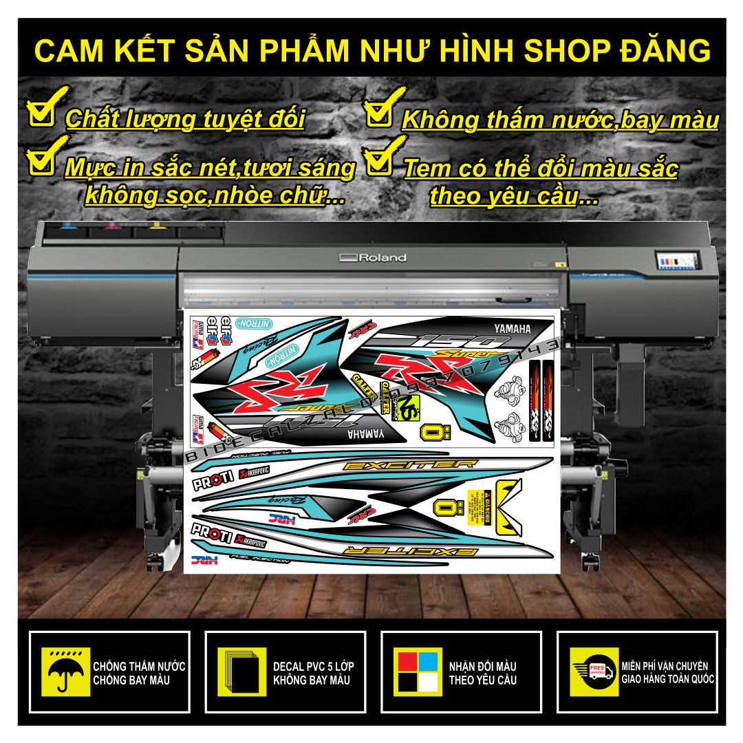 FREESHIP-- TEM RỜI EXCITER 150 CHẾ RS XANH ĐEN