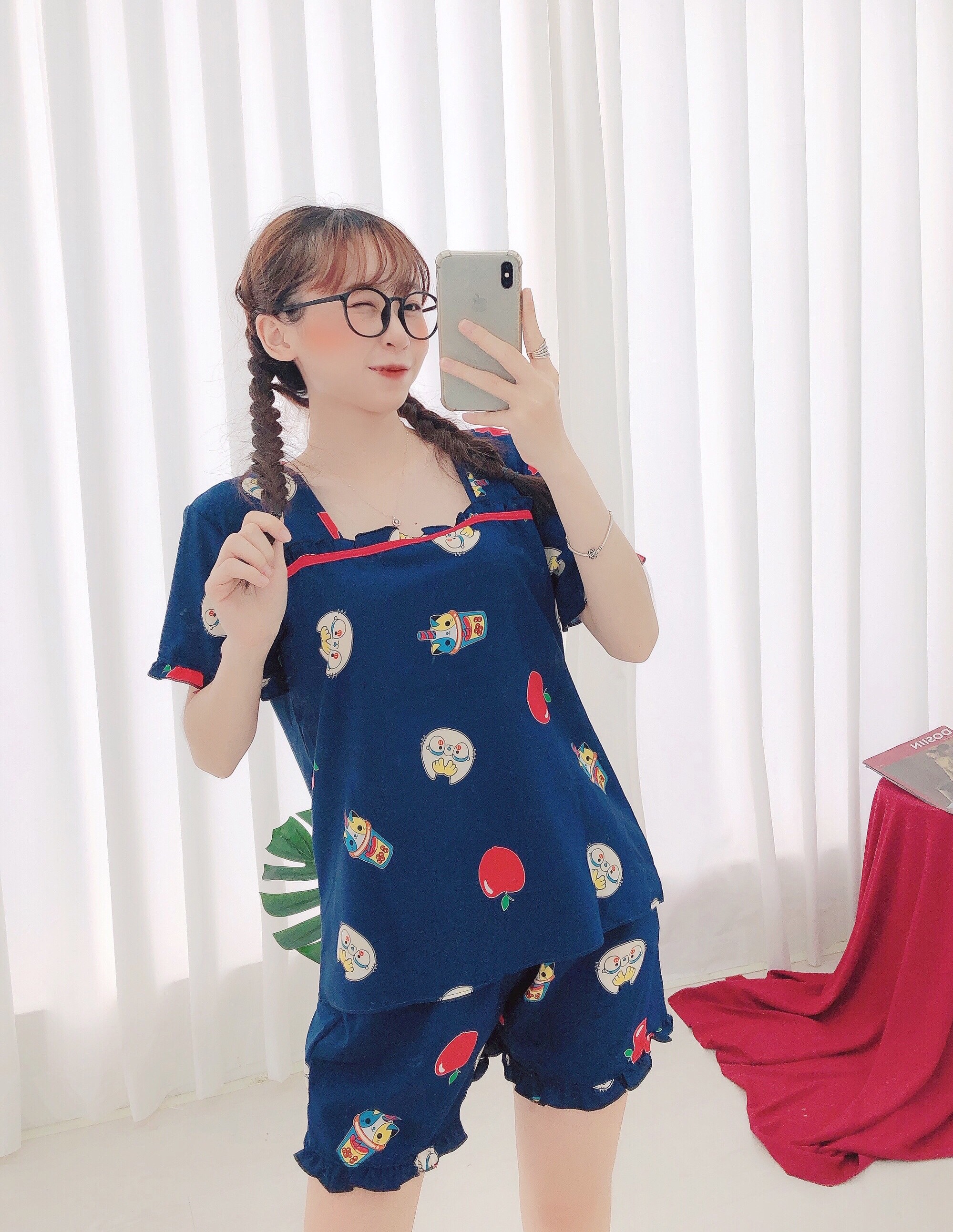 [3 size 46-70kg] Đồ bộ LỤA ĐÙI CỔ VUÔNG PHỐI KẺ MỀM MÁT DỄ THƯƠNG thời trang