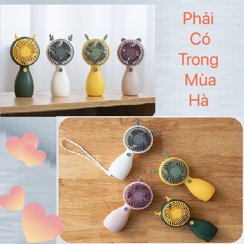 Quạt Mini Tích Điện Cầm Tay Siêu Cute