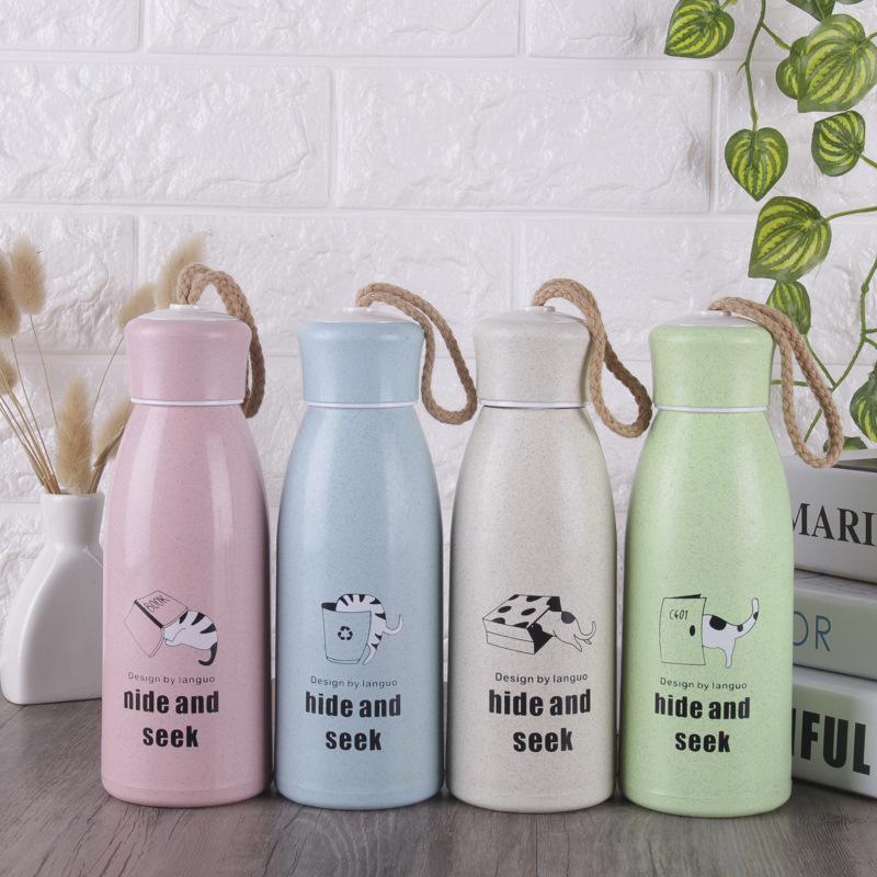 [HCM]BÌNH đựng nước LÚA MẠCH lõi THỦY TINH 350ml