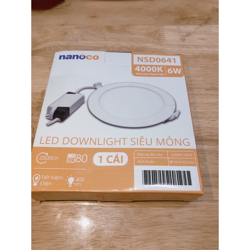 đèn led âm Trần siêu mỏng 6w nanoco