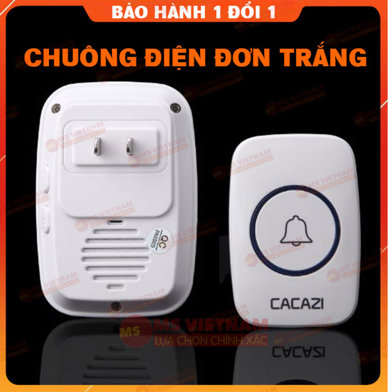 Chuông cửa không dây Cacazi A10 - Bộ 1 nút 1 chuông -  Dùng Điện bền bỉ - MS Vietnam