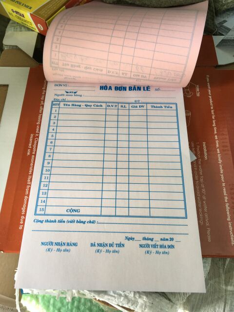 HÓA ĐƠN BÁN LẺ 2 LIÊN (1 quyển)