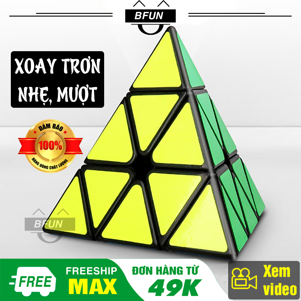 Đồ play Rubik's Cube triangle 3x3 black lacing high-end-Rubik variant 4 face, rubik's cube rotating smooth cheap-toys children bfun