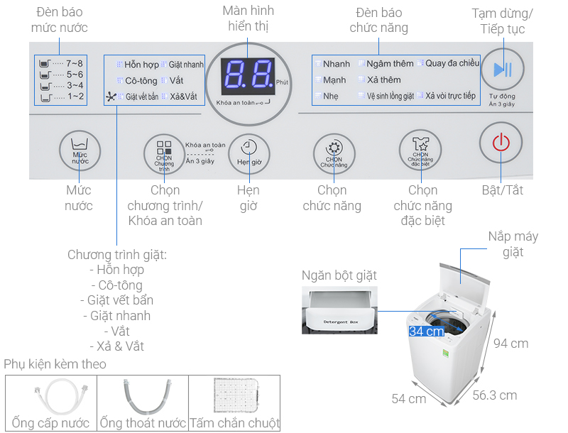 [TRẢ GÓP 0%] Máy giặt Whirlpool 9.5 kg VWVC9502FW (Giá áp dụng giao tại HN, HCM& các tỉnh liên hệ shop)