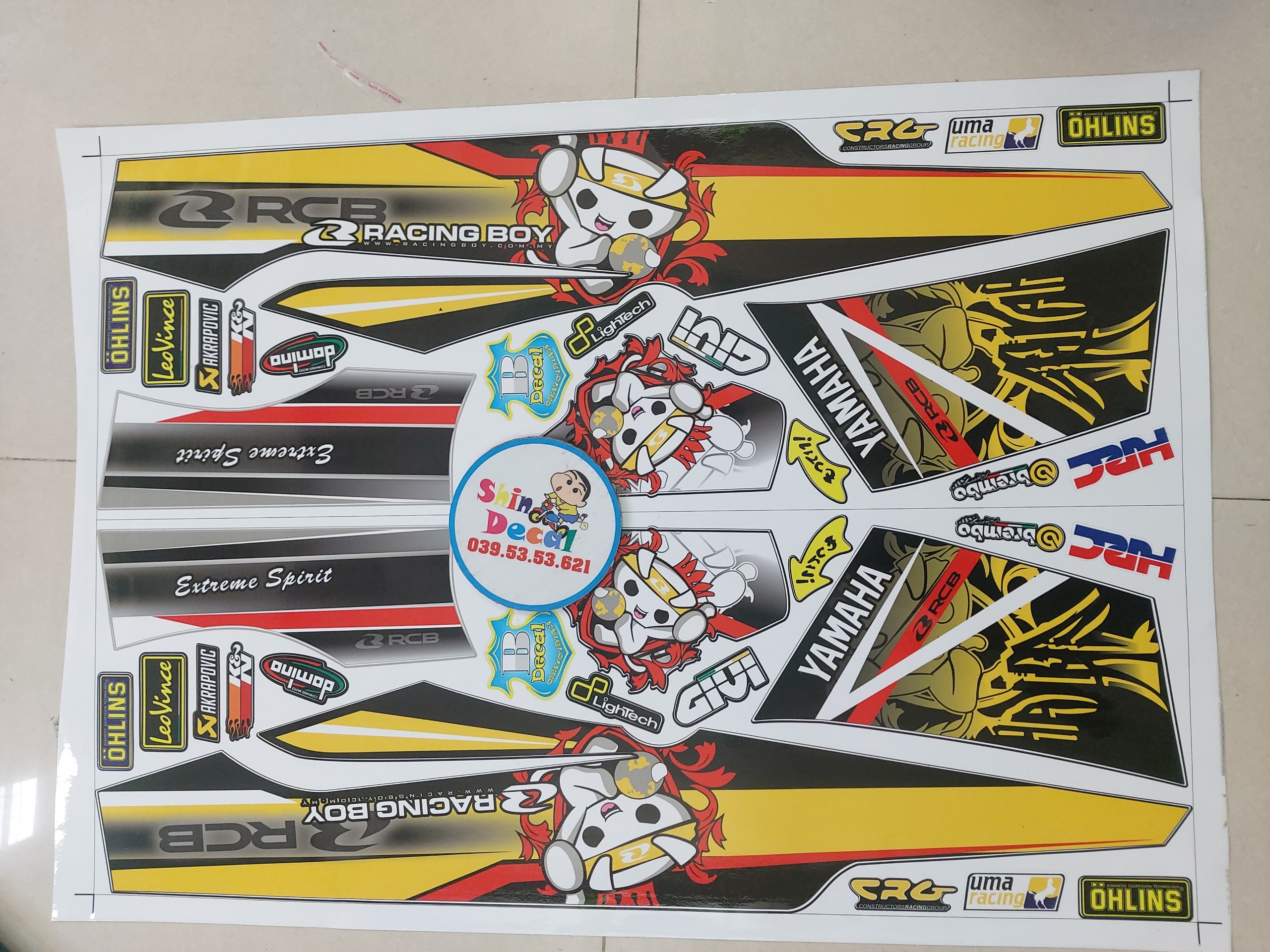 Tem sirius xăng cơ racingboy vàng đen