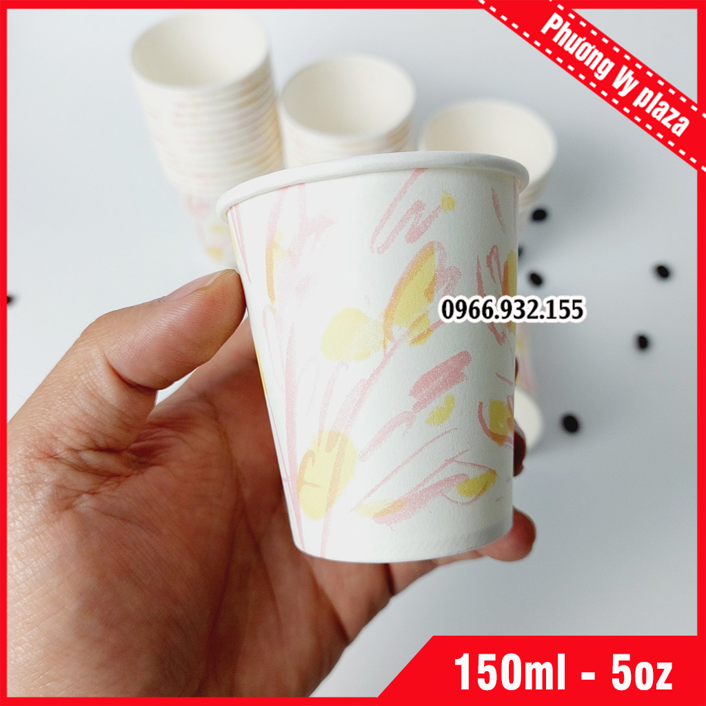 50 chiếc cốc giấy hoa 5oz - 150ml ly giấy NHẬP KHẨU HÀN QUỐC