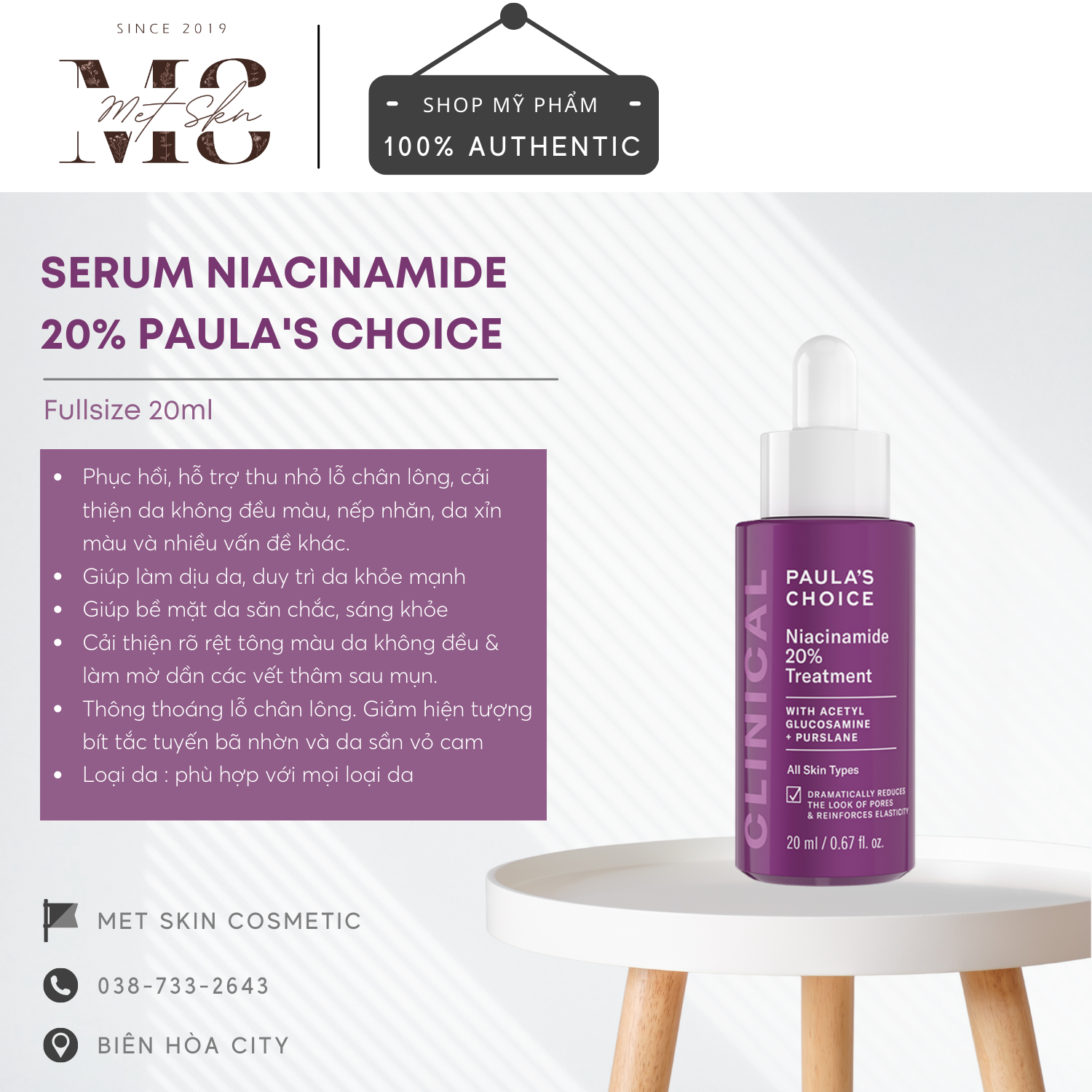 [ Sẵn ] Serum Nia 20% Paula Choice