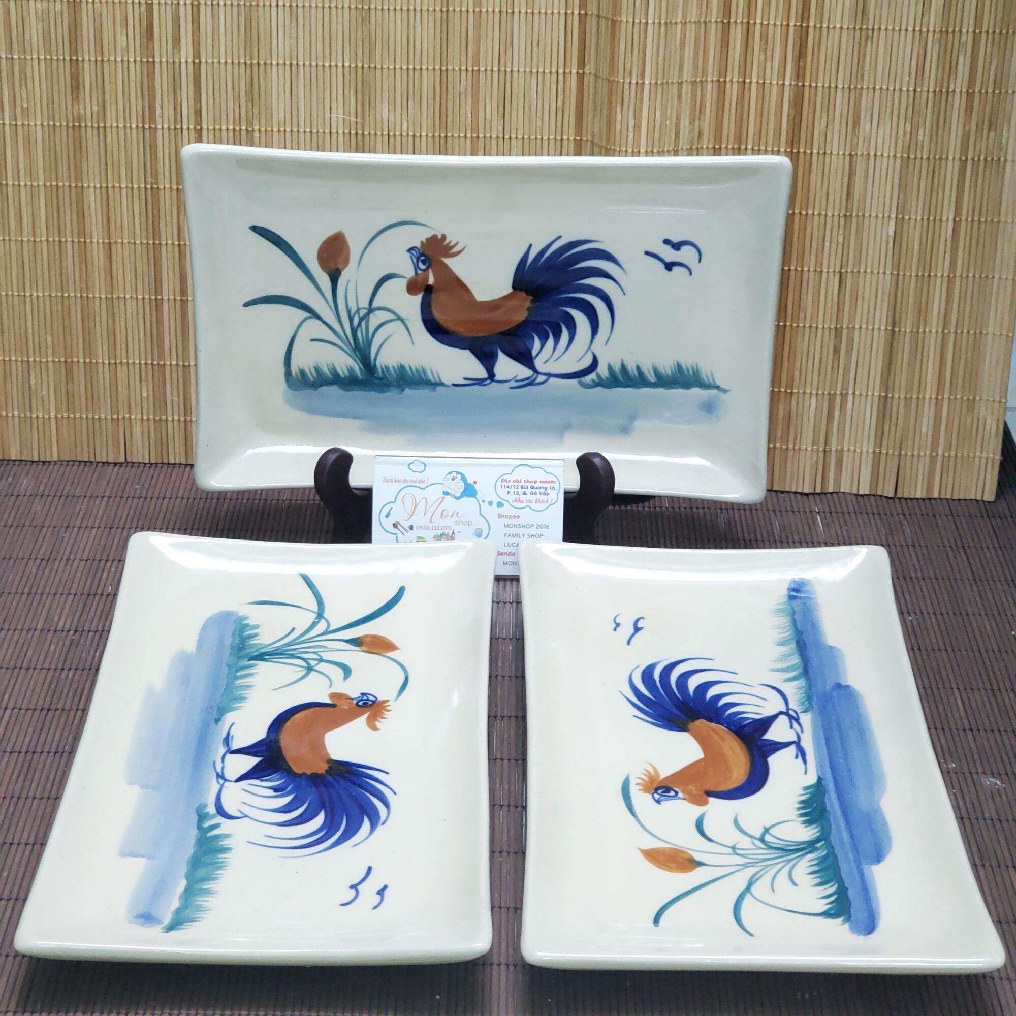 COMBO 2c DĨA GÀ THỦ CÔNG CHỮ NHẬT CAO CẤP
