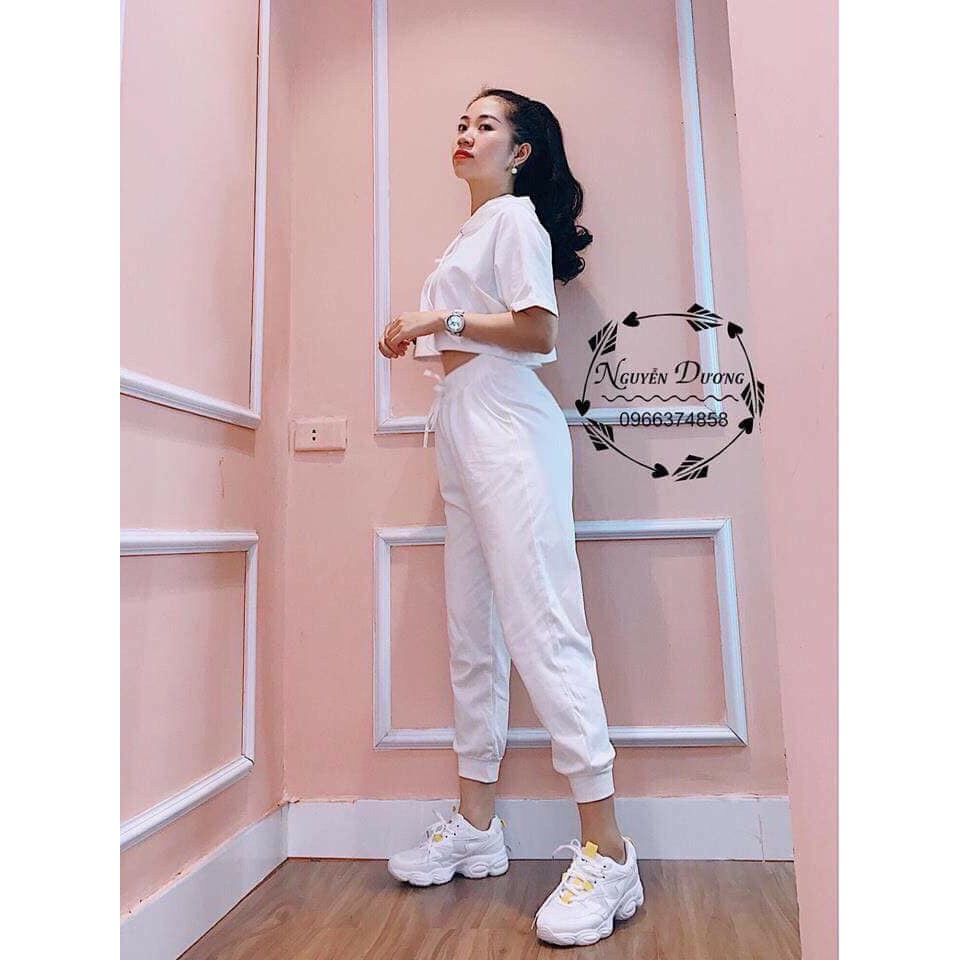 [HCM]Set thể thao áo crop hoodie cá tính (Kèm ảnh thật shop chụp)
