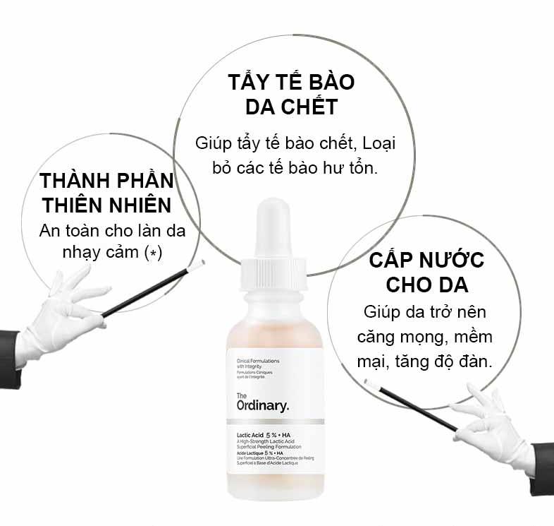 Tinh Chất The Ordinary Lactic Acid 5%+HA Serum 30ml