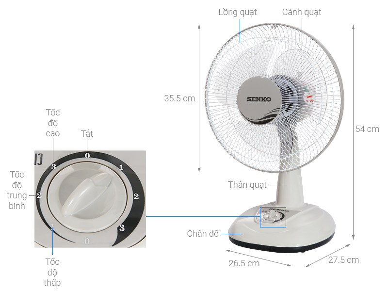 QUẠT BÀN B3 SENKO B1213