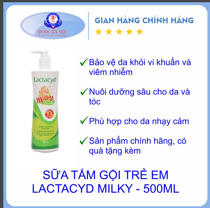 [Kèm quà tặng]Sữa Tắm Gội Trẻ Em Lactacyd Milky (chai 500ml)