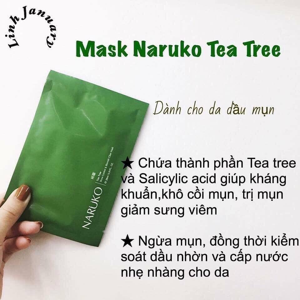[HCM]Mặt nạ Naruko Tràm Trà ngừa mụn Naruko Tea Tree Shine Control & Blemish Clear Mask bản Trung