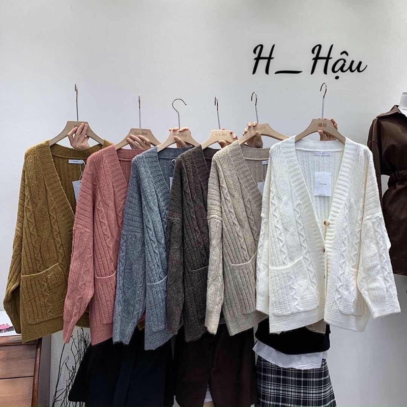 Áo cadigan len thừng 2 túi mã 289