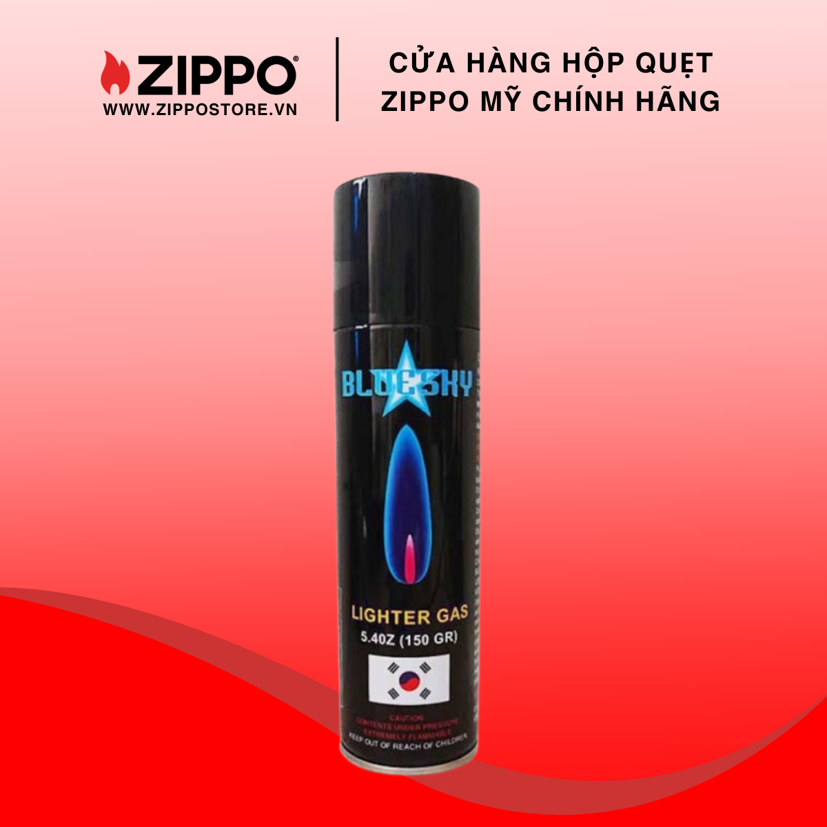 Lon gas butane bluesky bơm hộp quẹt 210g - hàng chính hãng