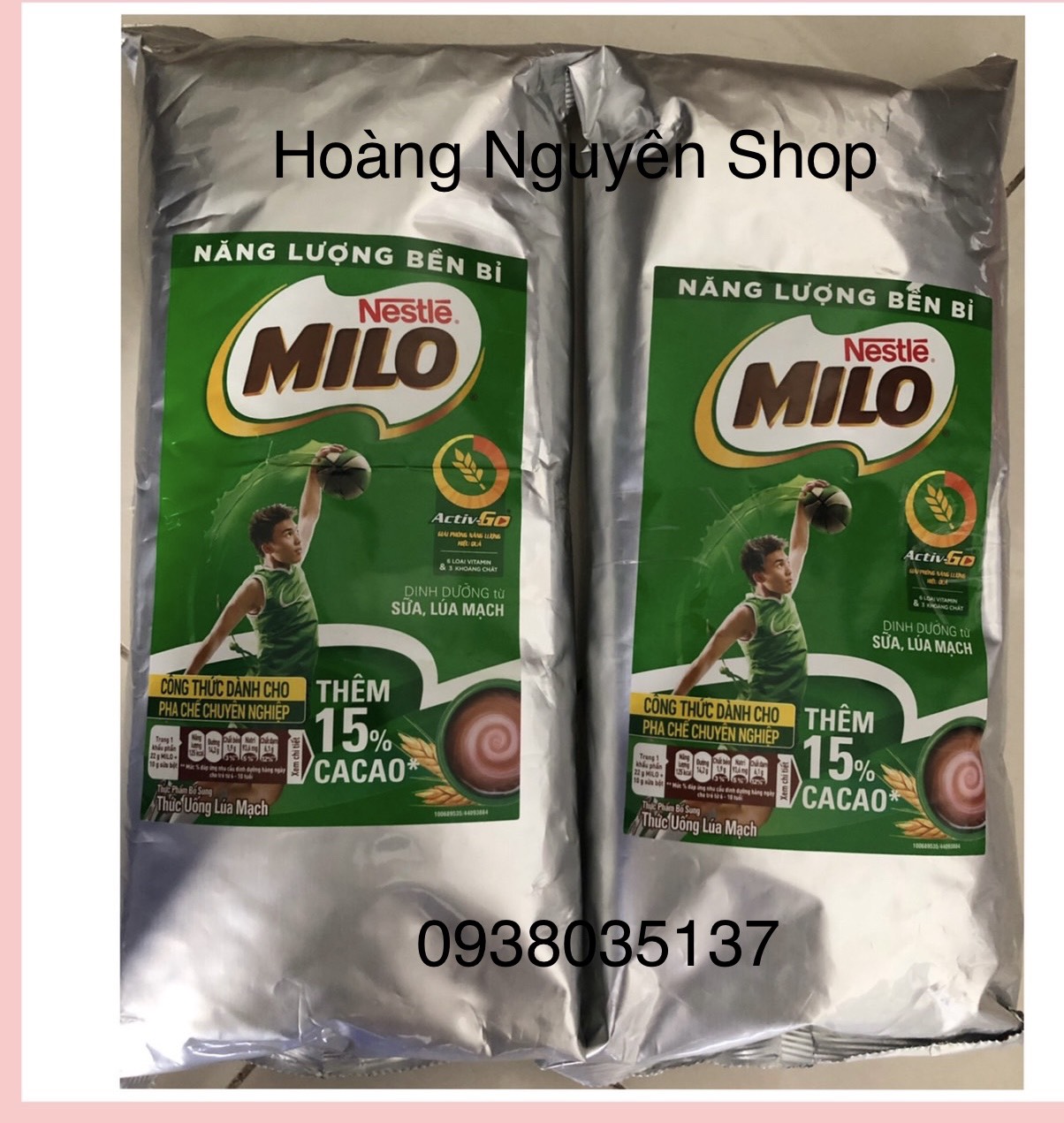 Combo 2 bịch BỘT MILO 1kg / Bột lúa mạch milo cacao nguyên chất 1kg