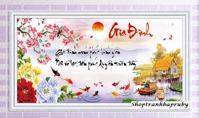 Tranh đính đá Gia Đình LG1587 kích thước 100 x 55cm