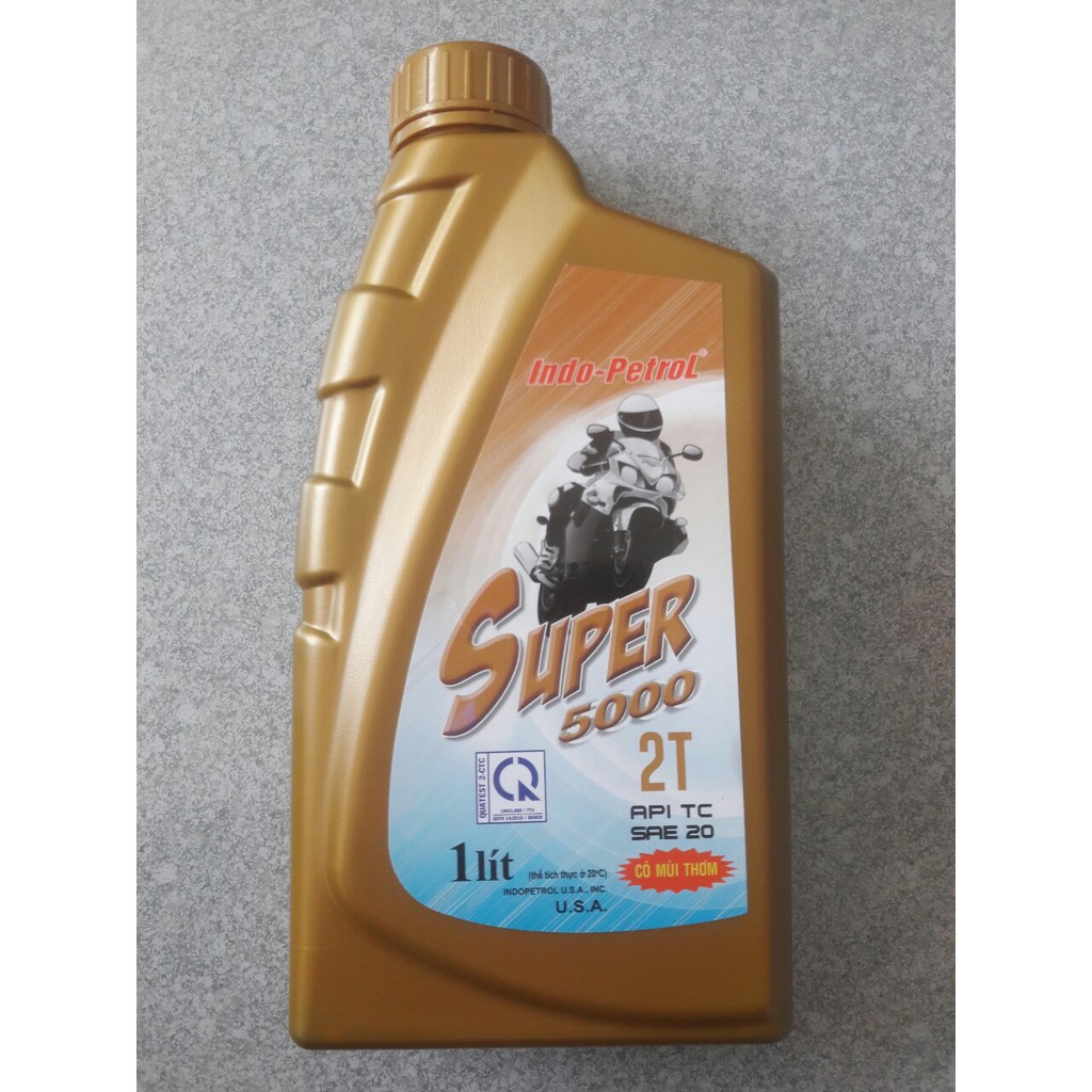 Dầu nhớt thơm pha xăng 2 Thì Indo Petrol Super 5000 2T ( pha xăng có mùi thơm cho động cơ xăng xe máy 2 thì, máy cắt cỏ)