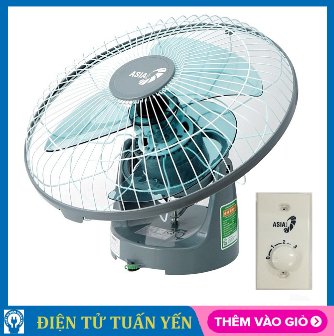 Quạt trần đảo Asia X16001 điều khiển bằng hộp số, công suất 55W màu xám
