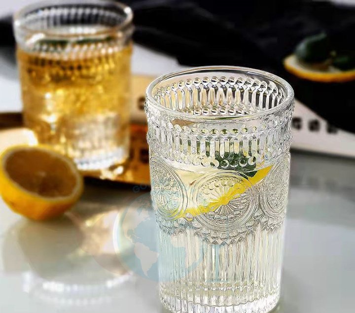 Cốc mặt trời, Ly thuỷ tinh Deli Vintage Glass 350ml , cốc thủy tinh Mặt trời loại lớn theo phong cách Châu Âu