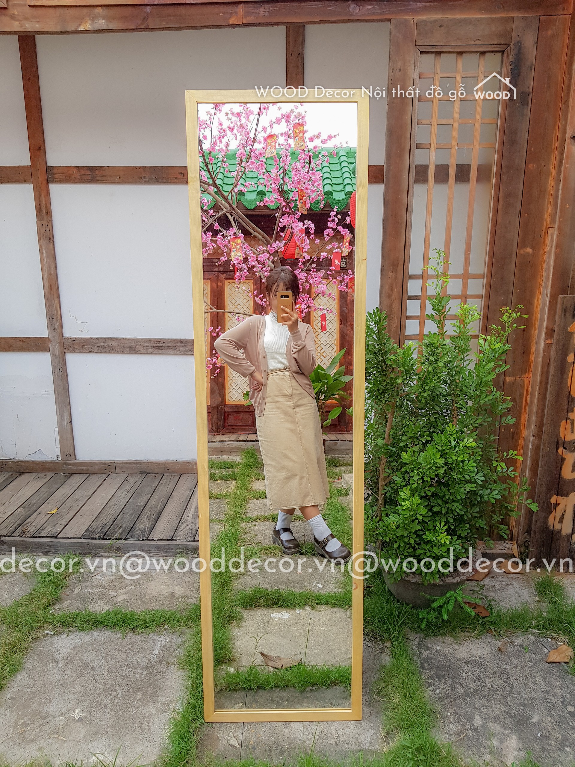 Wooden Standing Mirror