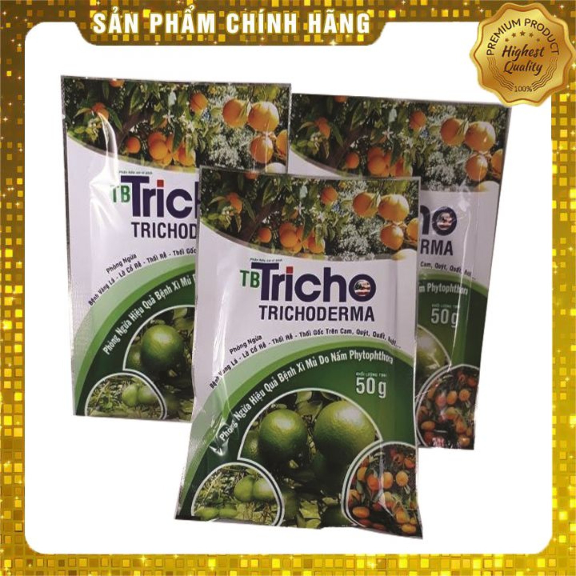 Nấm đối kháng Trichoderma toba (50g) ngăn ngừa nấm bệnh, cải tạo đất tăng sức đề kháng cho cây.