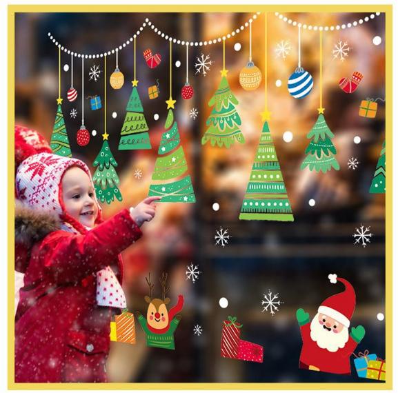 Decal trang trí Noel - Rèm Dây Cấy Thông Xanh