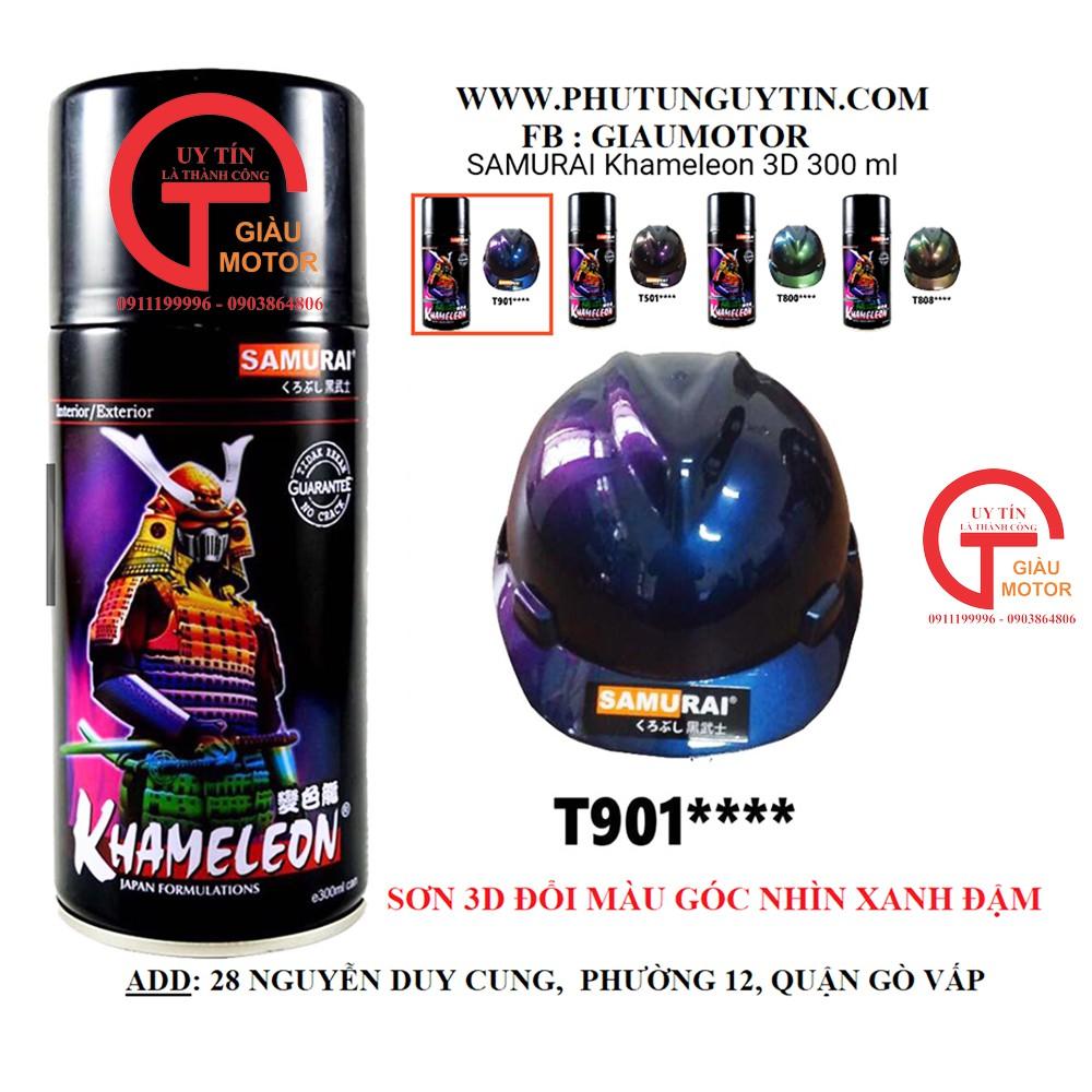 Chai sơn xịt Samurai paint K6  T901 màu 3D xanh ánh tím  đổi màu theo góc nhìn, uy tín, giá rẻ, giao nhanh