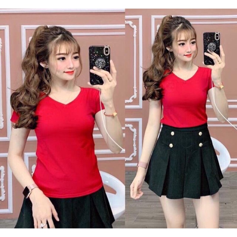 áo phông nữ cổ tim HM cotton <= 50kg