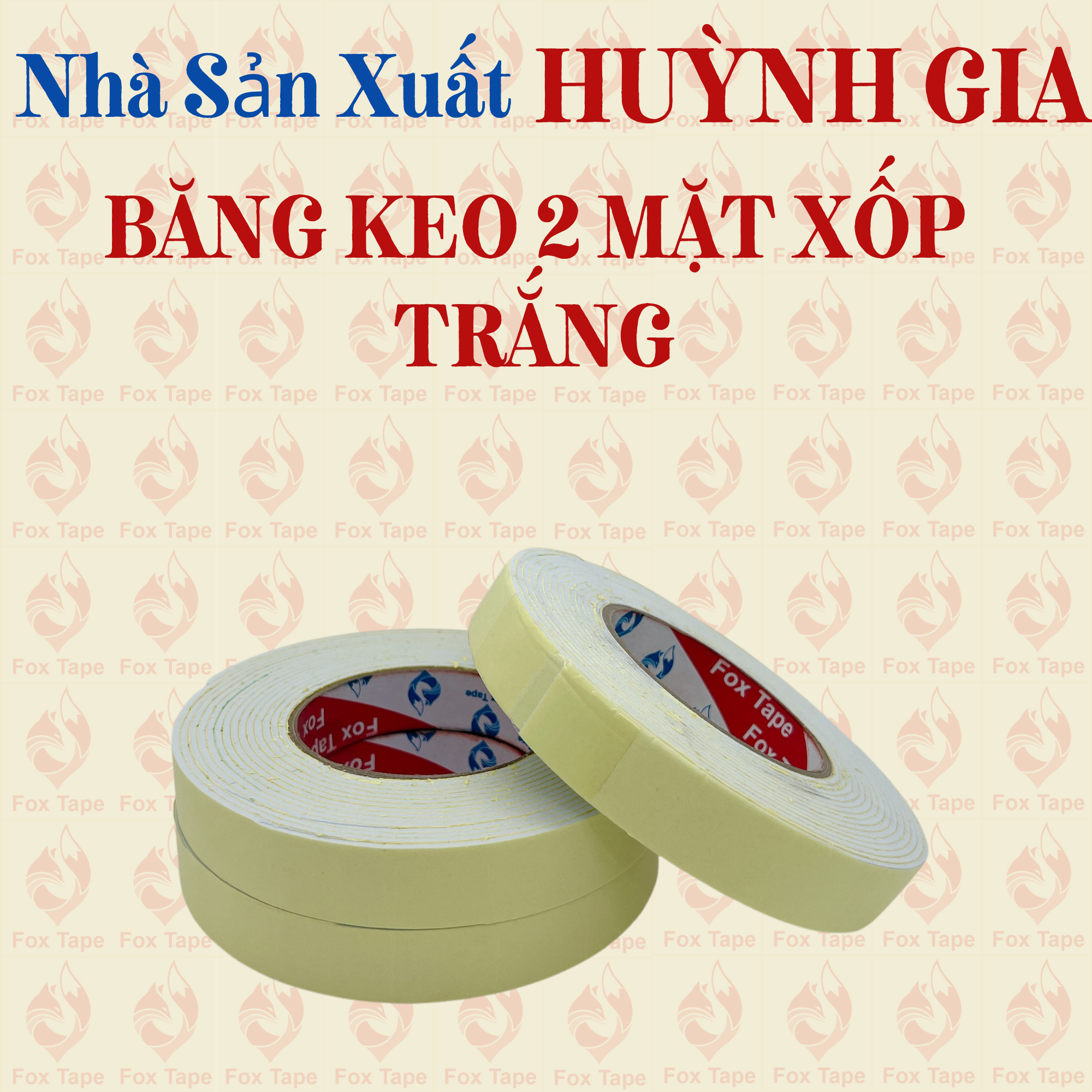 Băng Keo Hai Mặt Xốp Trắng Nhiều Size