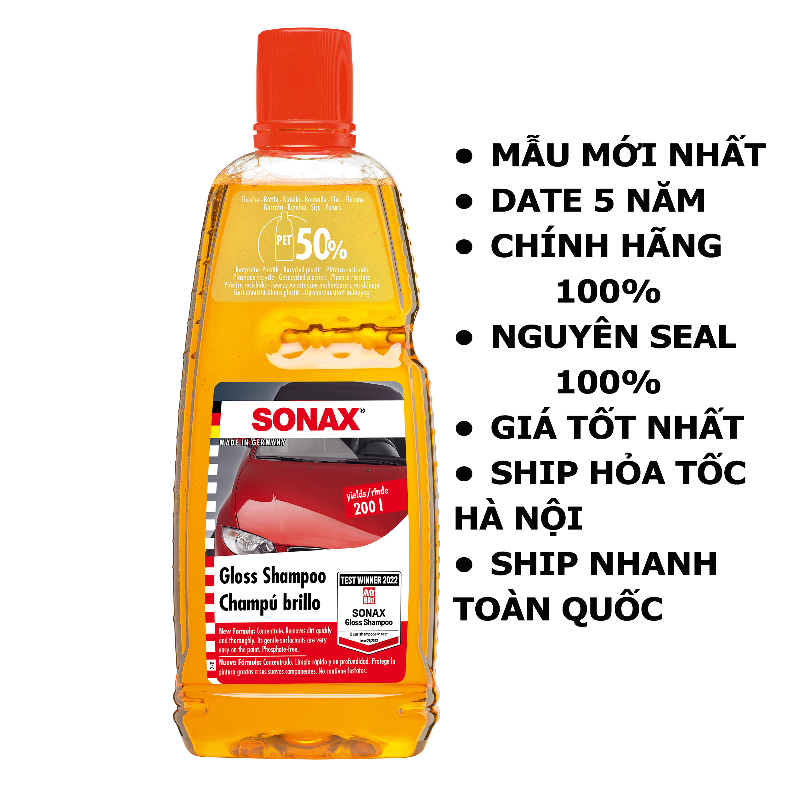 Nước rửa xe đậm đặc bóng sơn Sonax Gloss Shampoo Germany/Đức