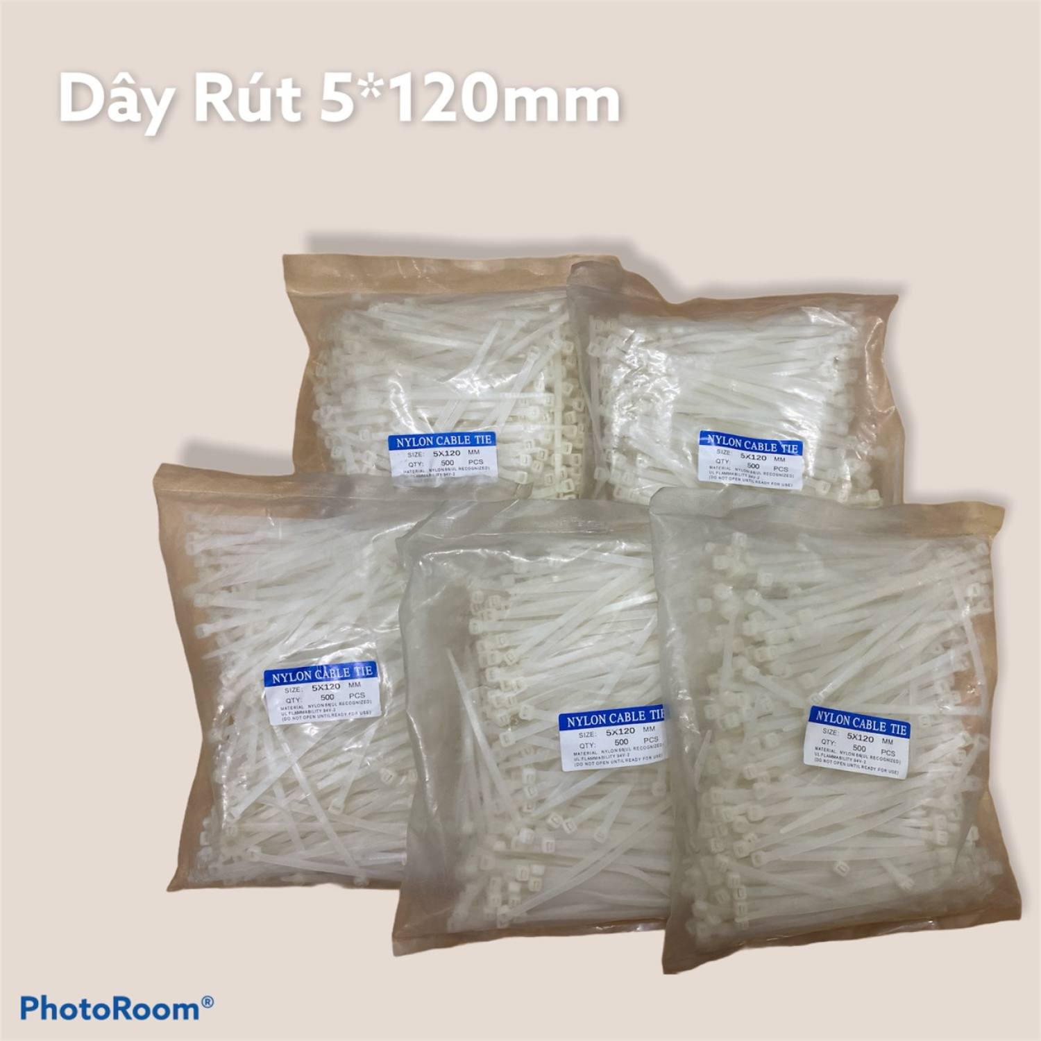 Dây rút nhựa 5*120mm ( ĐÓNG GÓI 1 BỊCH GỒM 500 SỢI DÂY RÚT )
