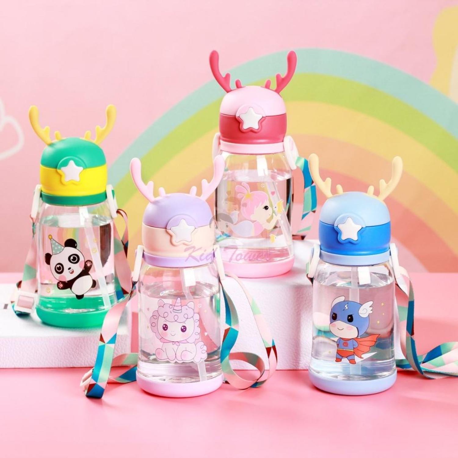 Bình đựng nước có ống hút cute cho bé đi học