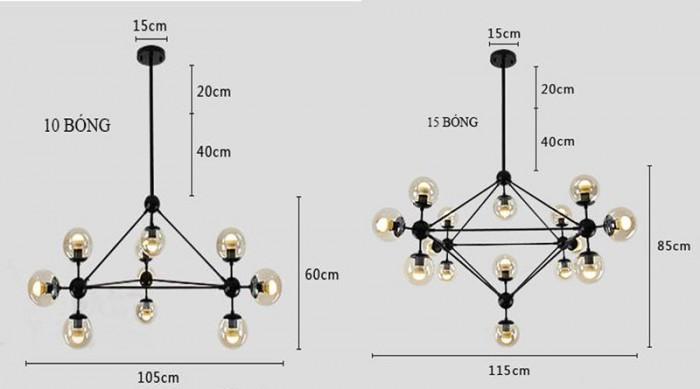 [HCM]Đèn Chùm Phân Tử Ondric 15 Bóng tặng Bóng led Edison G45