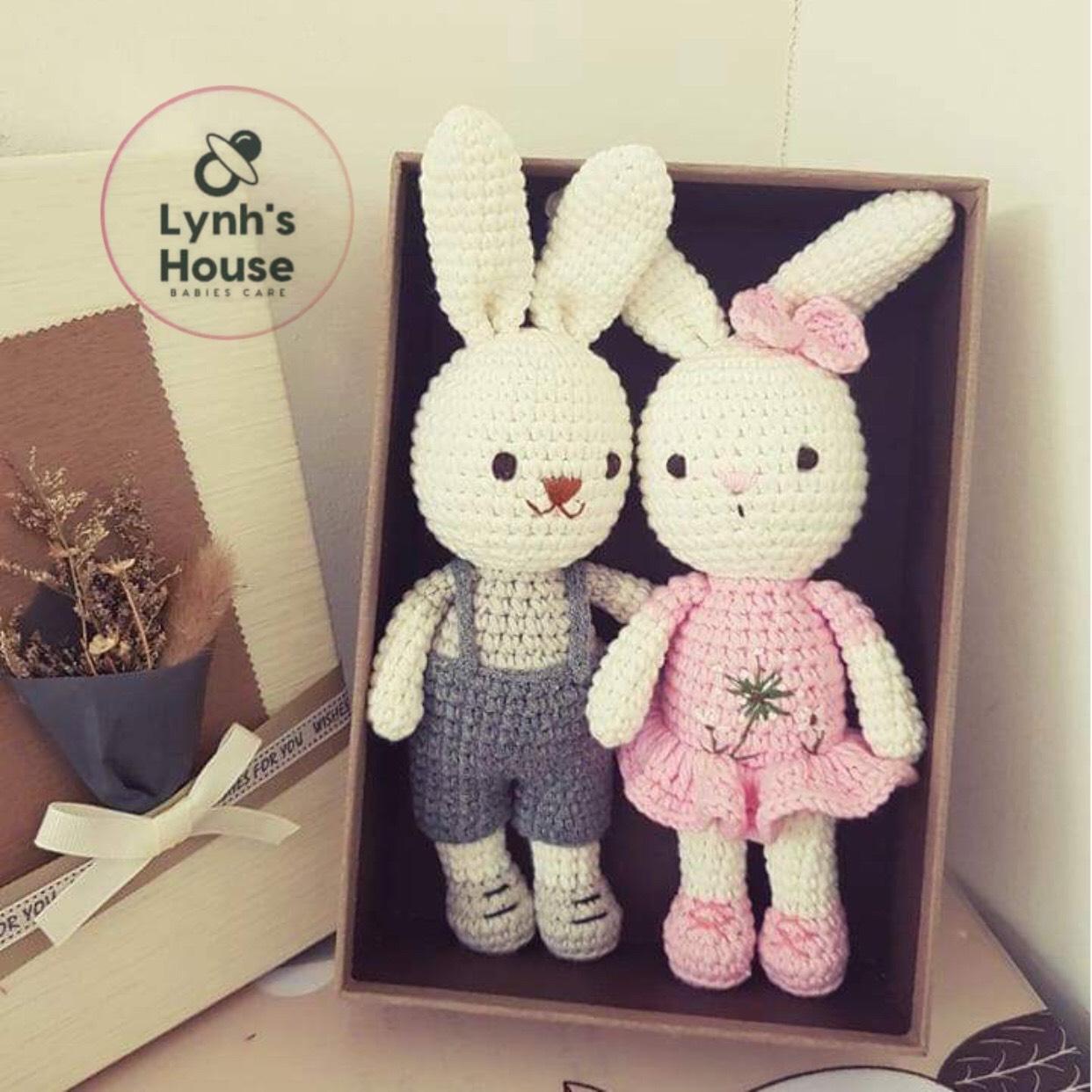 [gấu bông an toàn cho bé] Thỏ Nhí 20cm - len Cotton cao cấp đạt chứng nhận EOKO-TEX Đức