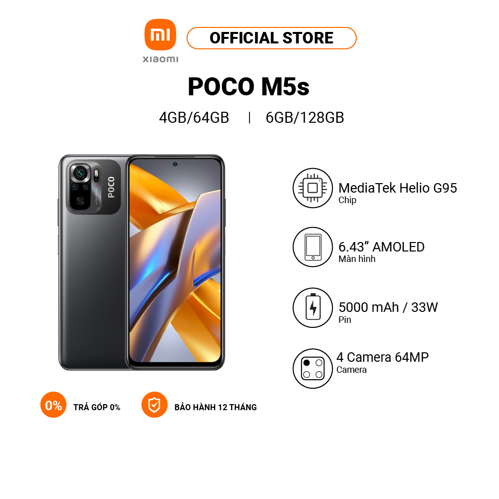 Điện thoại POCO M5s 4GB+64GB/6GB+128GB | Màn hình AMOLED | MediaTek Helio G95 | Sạc nhanh 33W