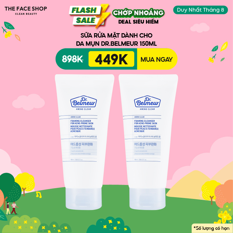 Combo 2 sữa rửa mặt dành cho da mụn thefaceshop dr.belmeur amino clear 150mlx2