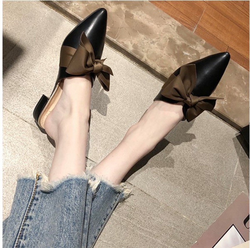 GIÀY SỤC THẮT NƠ CAMSTORE MŨI NHỌN ĐẾ CAO 3 CM DA MỀM SIÊU ĐẸP GIÀY NỮ giá rẻ