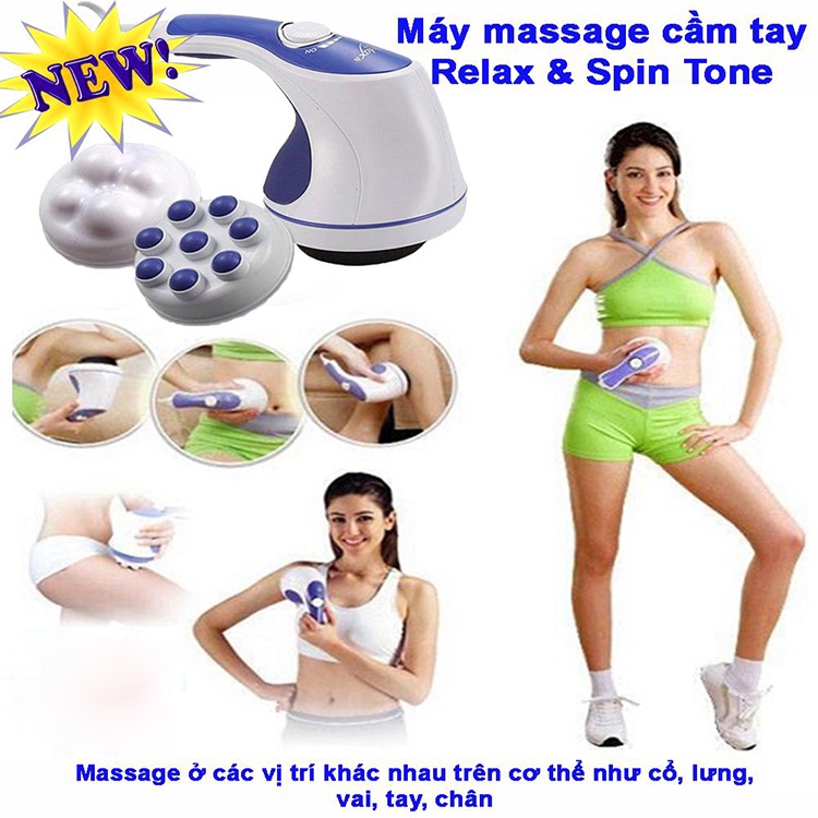 [SIÊU RẺ- HỎA TỐC 2H] Máy Mát Xa Cầm Tay Relax and Spin Tone Nhỏ Gọn Chất Liệu Cao Cấp Giúp Lưu Thông Tuần Hoàn Khí Huyết, Đánh Tan Mỡ Bụng, Đa Năng Xoa Bóp Thư Giãn Cơ & Bắp, Giảm Đau Nhức Mỏi Toàn Thân