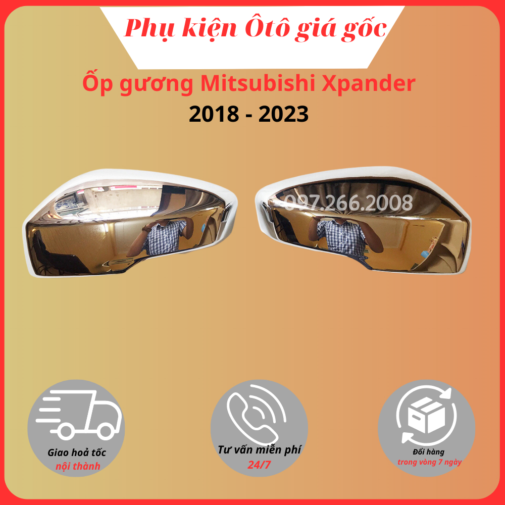 Ốp gương chiếu hậu xe mitsubishi xpander 2018 - 2021, 2022, 2023 mạ crom cao cấp, sáng bóng