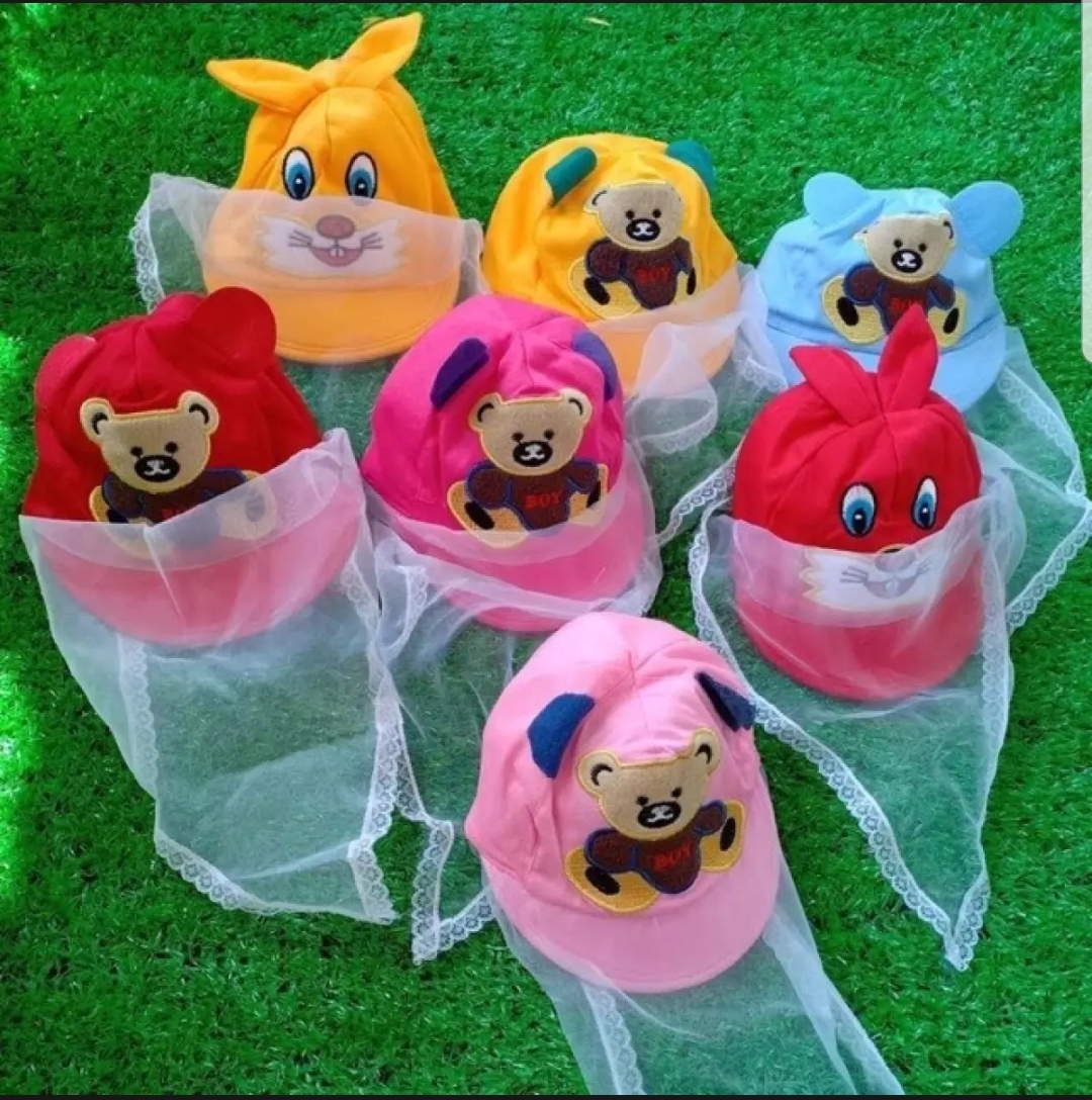 Mũ kèm khăn voan che mặt chống nắng/ bụi cho bé khi ra ngoài - nhiều mẫu