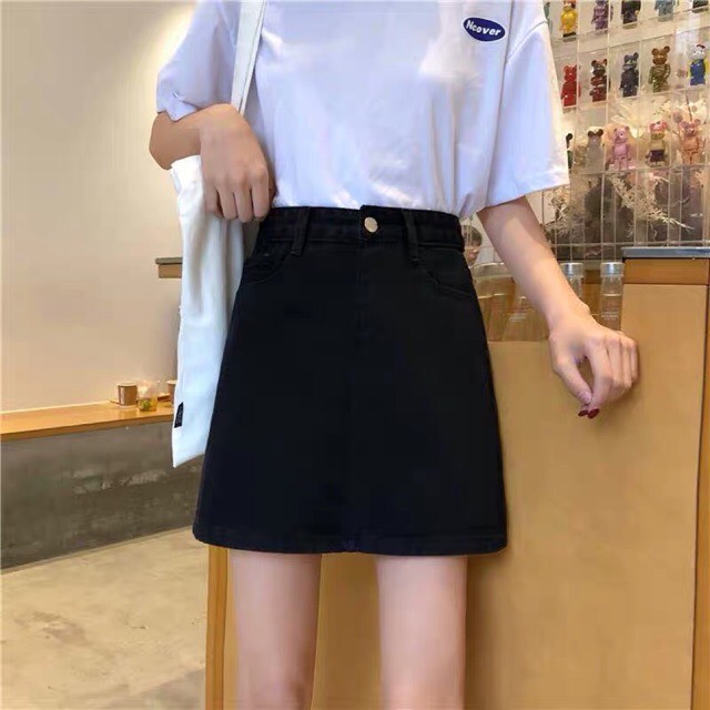 Chân váy jean dáng chữ A phong cách Hàn Quốc